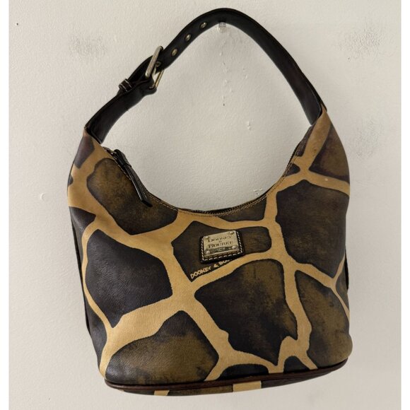 Dooney & Bourke Vintage Brown and Cream Giraffe Print Mini Shoulder Bag - Picture 1 of 10